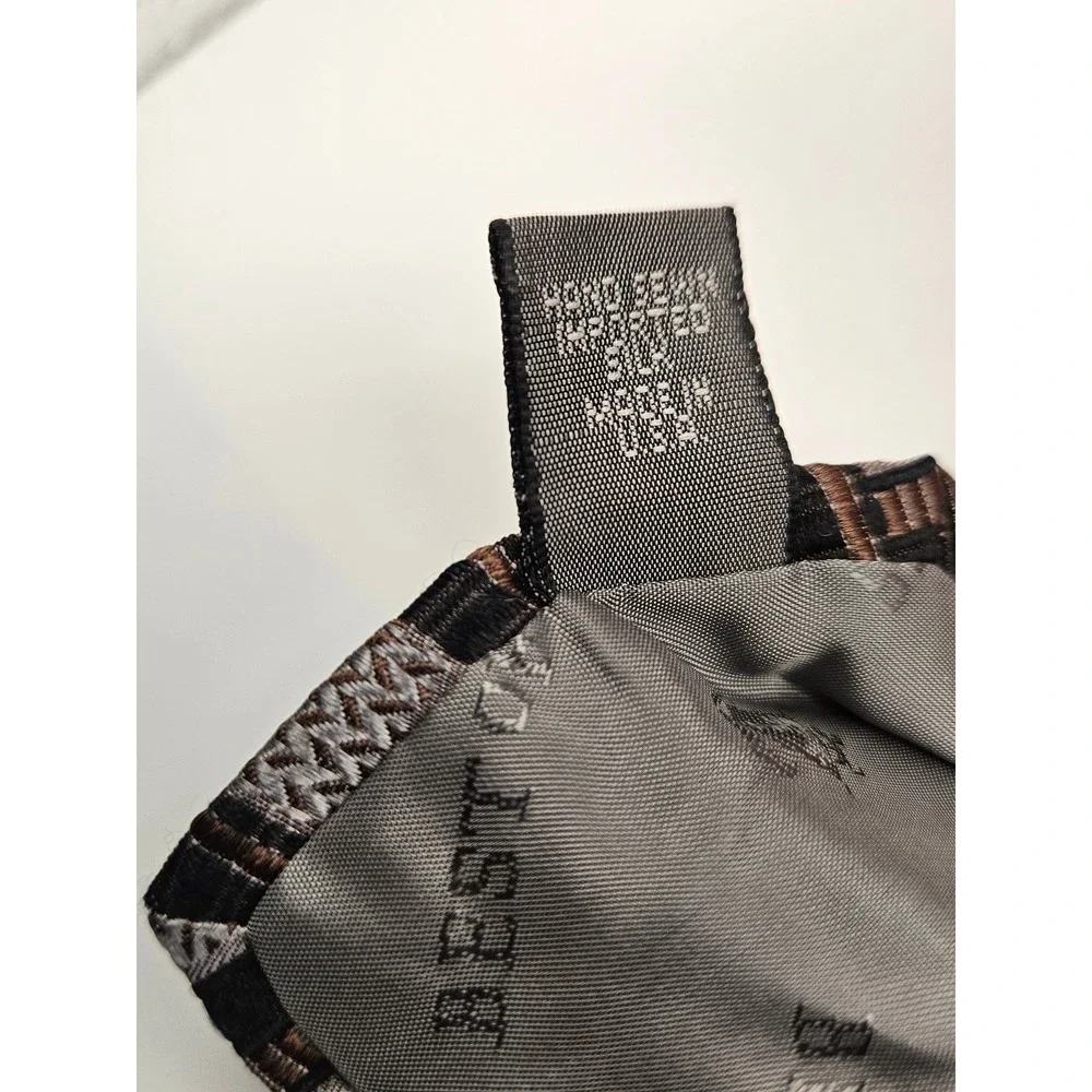 Robert‎ Talbott Best of Class Nordstrom Silk Tie Brown Silver Geometric Grid USA